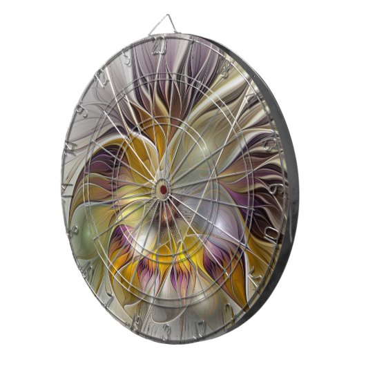 Abstracte kleurrijke Fantasy Flower Modern Fractal Dartbord (Voorkant Rechts)