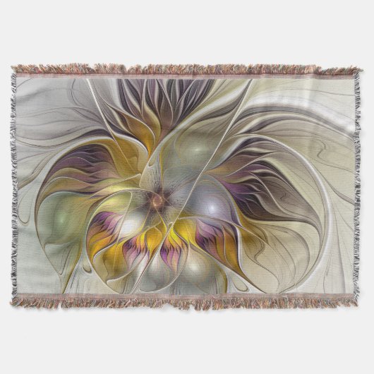 Abstracte kleurrijke Fantasy Flower Modern Fractal Deken (Voorkant)
