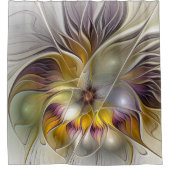 Abstracte kleurrijke Fantasy Flower Modern Fractal Douchegordijn (Voorkant)