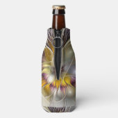 Abstracte kleurrijke Fantasy Flower Modern Fractal Flesjeskoeler (Fles Achterkant)