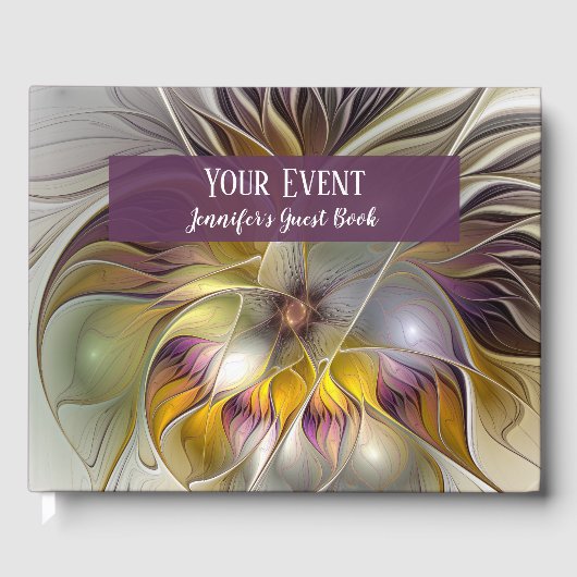 Abstracte kleurrijke Fantasy Flower Modern Fractal Gastenboek (Voorkant)