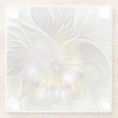 Abstracte kleurrijke Fantasy Flower Modern Fractal Glazen Onderzetter (Achterkant)