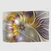 Abstracte kleurrijke Fantasy Flower Modern Fractal Golfhanddoek (Horizontaal)