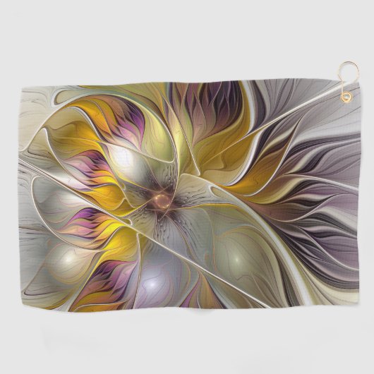 Abstracte kleurrijke Fantasy Flower Modern Fractal Golfhanddoek (Horizontaal)