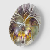 Abstracte kleurrijke Fantasy Flower Modern Fractal Grote Klok (Hoek)