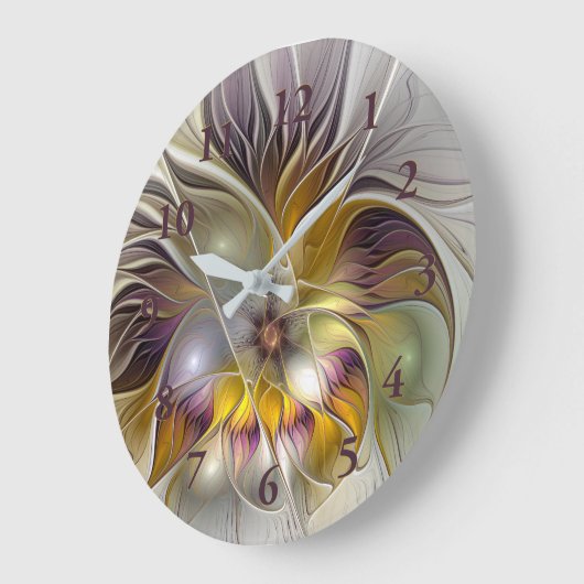 Abstracte kleurrijke Fantasy Flower Modern Fractal Grote Klok (Hoek)