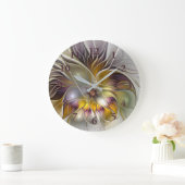 Abstracte kleurrijke Fantasy Flower Modern Fractal Grote Klok (Huis)