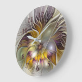 Abstracte kleurrijke Fantasy Flower Modern Fractal Grote Klok (Hoek)
