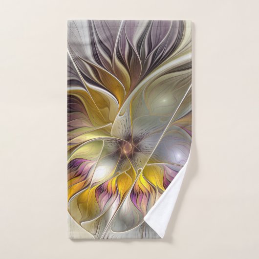 Abstracte kleurrijke Fantasy Flower Modern Fractal Handdoek (Handdoek)