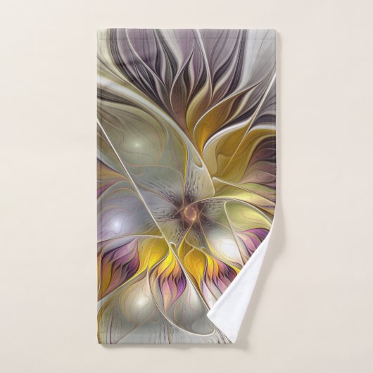 Abstracte kleurrijke Fantasy Flower Modern Fractal Handdoek (Handdoek)