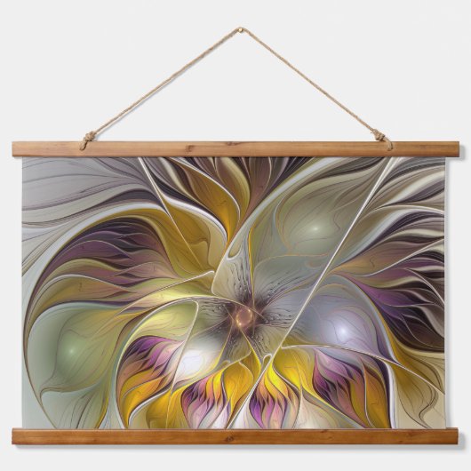 Abstracte kleurrijke Fantasy Flower Modern Fractal Hangend Wandkleed (Voorkant)