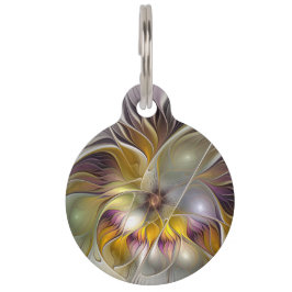 Abstracte kleurrijke Fantasy Flower Modern Fractal Huisdierpenning