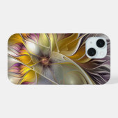Abstracte kleurrijke Fantasy Flower Modern Fractal iPhone 15 Case (Achterkant horizontaal)