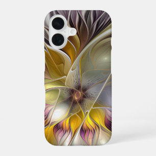 Abstracte kleurrijke Fantasy Flower Modern Fractal iPhone 16 Hoesje