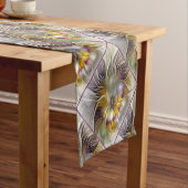 Abstracte kleurrijke Fantasy Flower Modern Fractal Korte Tafelloper (Voorbeeld)