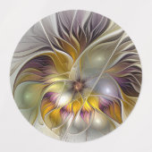 Abstracte kleurrijke Fantasy Flower Modern Fractal Labels (Design 1)