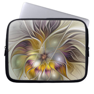 Abstracte kleurrijke Fantasy Flower Modern Fractal Laptop Sleeve
