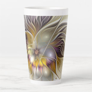 Abstracte kleurrijke Fantasy Flower Modern Fractal Latte Mok