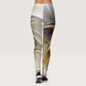 Abstracte kleurrijke Fantasy Flower Modern Fractal Leggings (Achterkant)