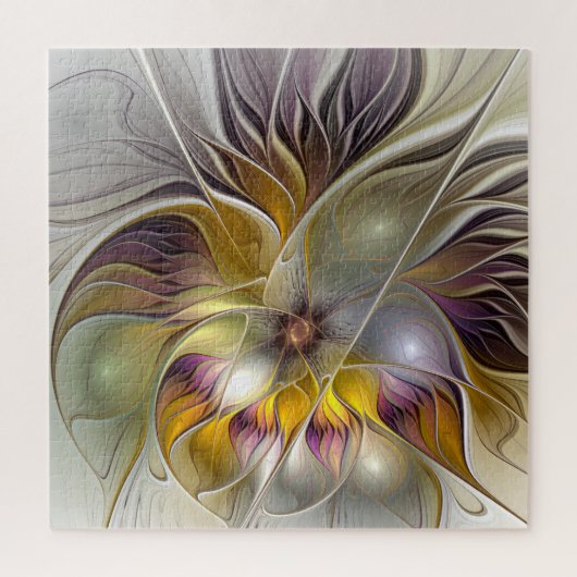 Abstracte kleurrijke Fantasy Flower Modern Fractal Legpuzzel (Verticaal)