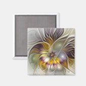 Abstracte kleurrijke Fantasy Flower Modern Fractal Magneet (Voorkant / Achterkant)