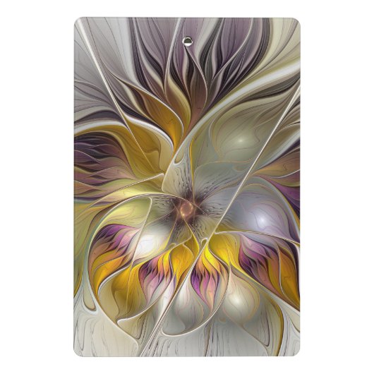 Abstracte kleurrijke Fantasy Flower Modern Fractal Mini Klembord (Achterkant)
