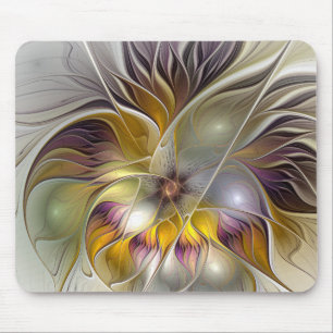 Abstracte kleurrijke Fantasy Flower Modern Fractal Muismat