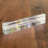 Abstracte kleurrijke Fantasy Flower Modern Fractal Naambordje (Zijkant)