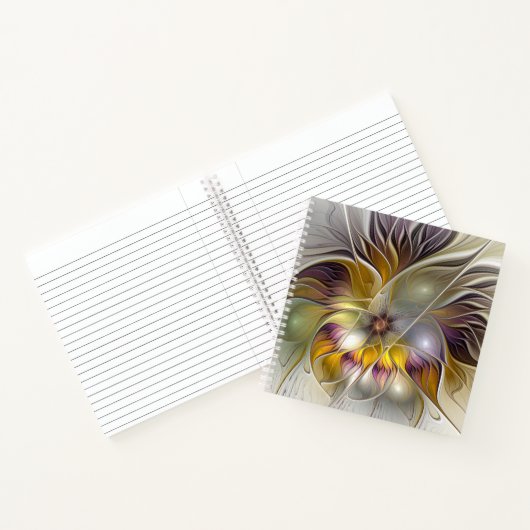 Abstracte kleurrijke Fantasy Flower Modern Fractal Notitieboek (Binnen)