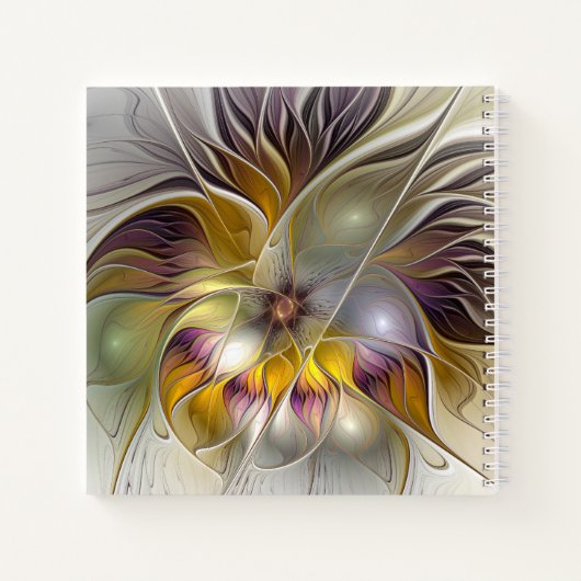 Abstracte kleurrijke Fantasy Flower Modern Fractal Notitieboek (Achterkant)
