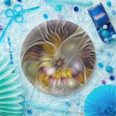 Abstracte kleurrijke Fantasy Flower Modern Fractal Papieren Bordje (Feest)