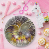 Abstracte kleurrijke Fantasy Flower Modern Fractal Papieren Bordje (Feest)