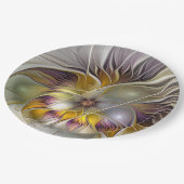 Abstracte kleurrijke Fantasy Flower Modern Fractal Papieren Bordje (Gekanteld)