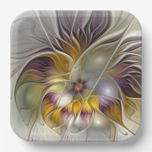 Abstracte kleurrijke Fantasy Flower Modern Fractal Papieren Bordje
