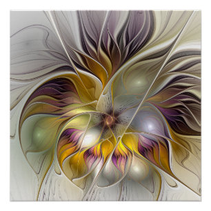 Abstracte kleurrijke Fantasy Flower Modern Fractal Perfect Poster