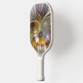Abstracte kleurrijke Fantasy Flower Modern Fractal Pickleball Paddle (Links)