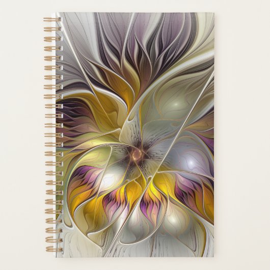 Abstracte kleurrijke Fantasy Flower Modern Fractal Planner (Voorkant)