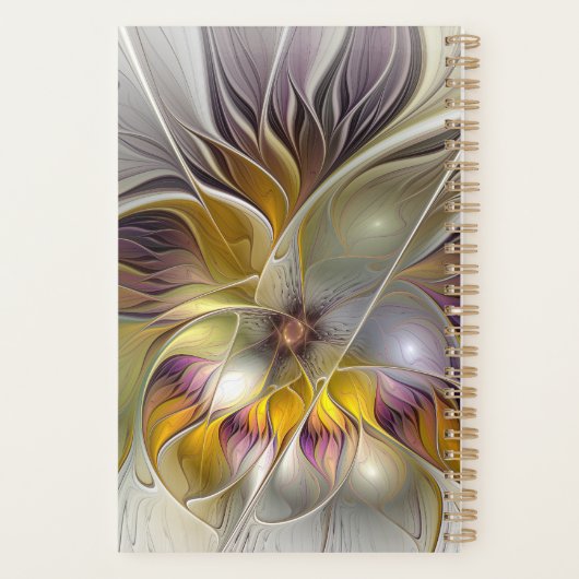 Abstracte kleurrijke Fantasy Flower Modern Fractal Planner (Achterkant)