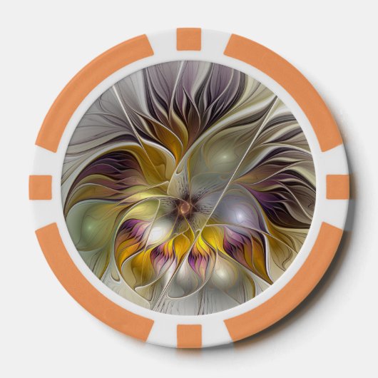 Abstracte kleurrijke Fantasy Flower Modern Fractal Poker Chips (Voorkant)
