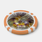 Abstracte kleurrijke Fantasy Flower Modern Fractal Poker Chips (Enkel)