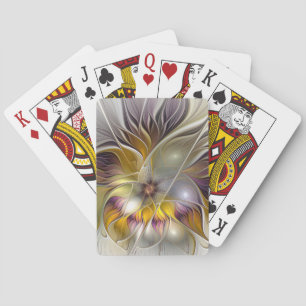 Abstracte kleurrijke Fantasy Flower Modern Fractal Pokerkaarten