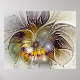 Abstracte kleurrijke Fantasy Flower Modern Fractal Poster