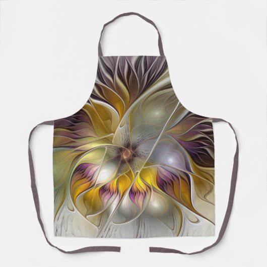 Abstracte kleurrijke Fantasy Flower Modern Fractal Schort (Voorkant)