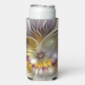 Abstracte kleurrijke Fantasy Flower Modern Fractal Seltzer Blikjeskoeler (Seltzer Achterkant)