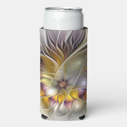 Abstracte kleurrijke Fantasy Flower Modern Fractal Seltzer Blikjeskoeler (Seltzer Voorkant)