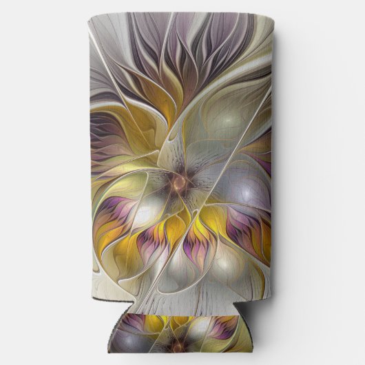 Abstracte kleurrijke Fantasy Flower Modern Fractal Seltzer Blikjeskoeler (Achterkant)