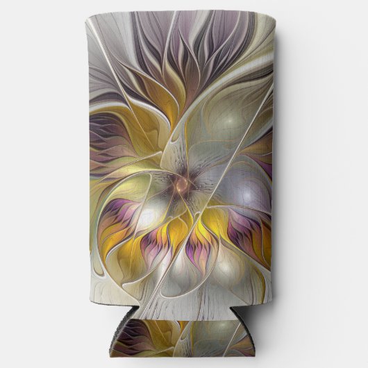 Abstracte kleurrijke Fantasy Flower Modern Fractal Seltzer Blikjeskoeler (Voorkant)