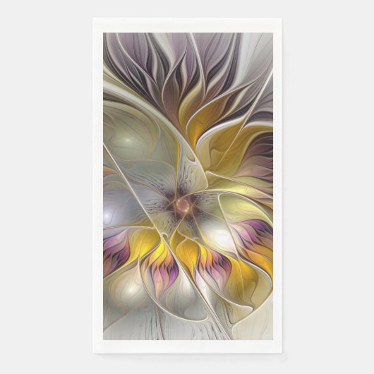 Abstracte kleurrijke Fantasy Flower Modern Fractal Servet (Voorkant)