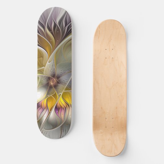 Abstracte kleurrijke Fantasy Flower Modern Fractal Skateboard (Voorkant)