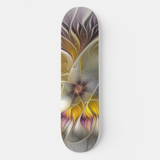 Abstracte kleurrijke Fantasy Flower Modern Fractal Skateboard (Voorkant)